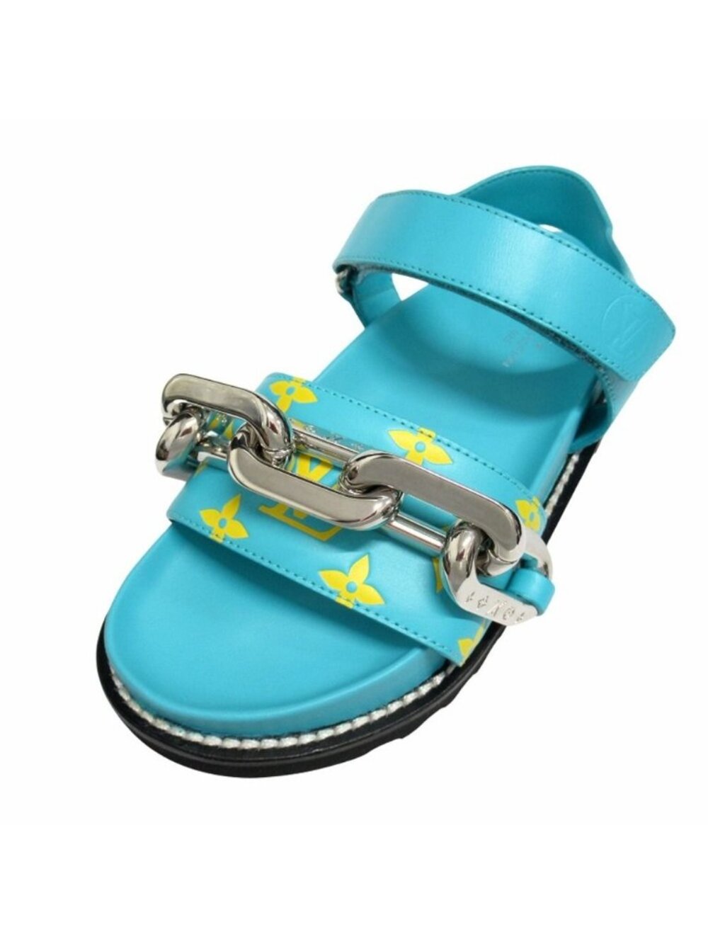 Louis Vuitton Paseo Line Chain Monogram Sandals Shoes Leather - Picture 3 of 8